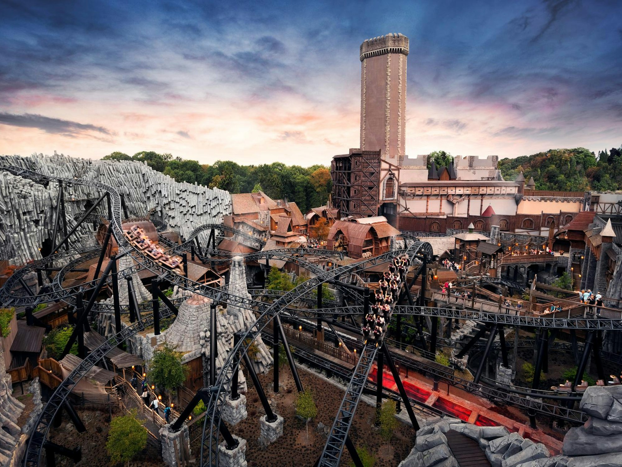 Überblick über die Themenwelt Klugheim im Phantasialand in Brühl.