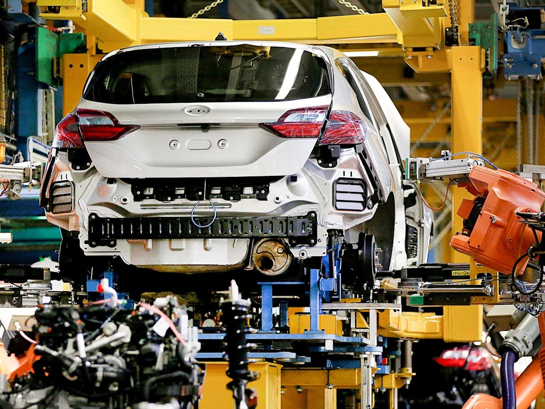 Ein Ford Fiesta wird in den Ford-Werken in Köln gebaut.