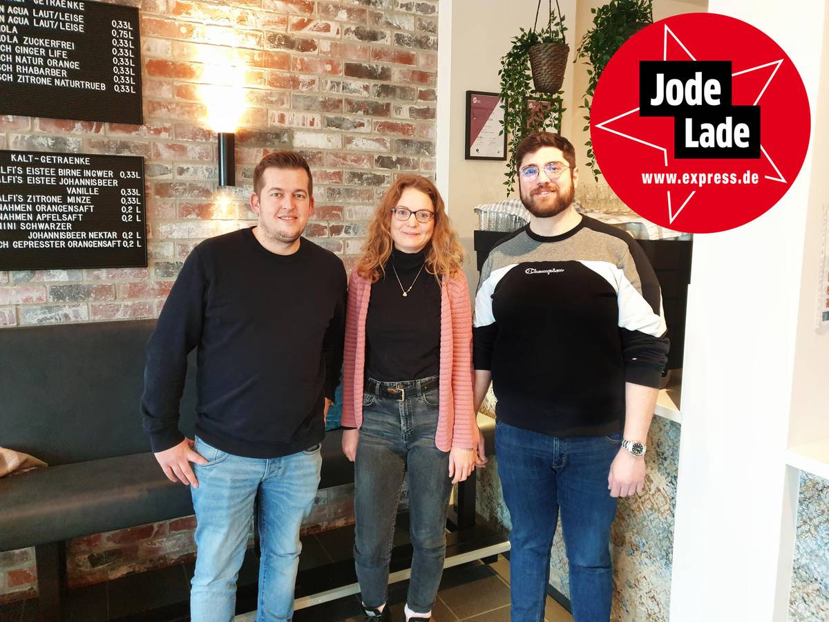 Dennis Malzkorn, Laura Heinze und David Heinze vom Café Gretchen auf der Aachener Straße.
