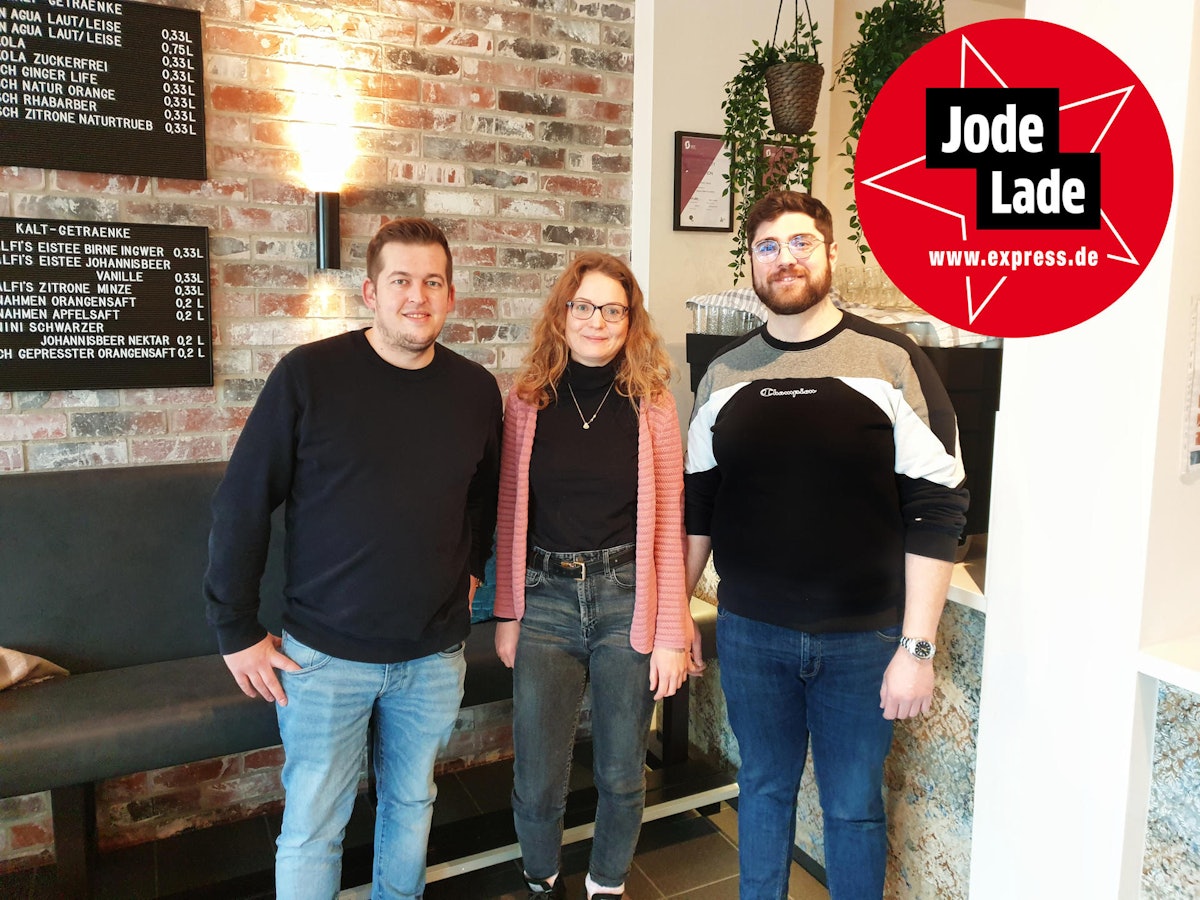 Dennis Malzkorn, Laura Heinze und David Heinze vom Café Gretchen auf der Aachener Straße.
