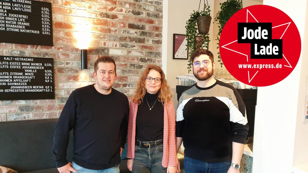 Dennis Malzkorn, Laura Heinze und David Heinze vom Café Gretchen auf der Aachener Straße.