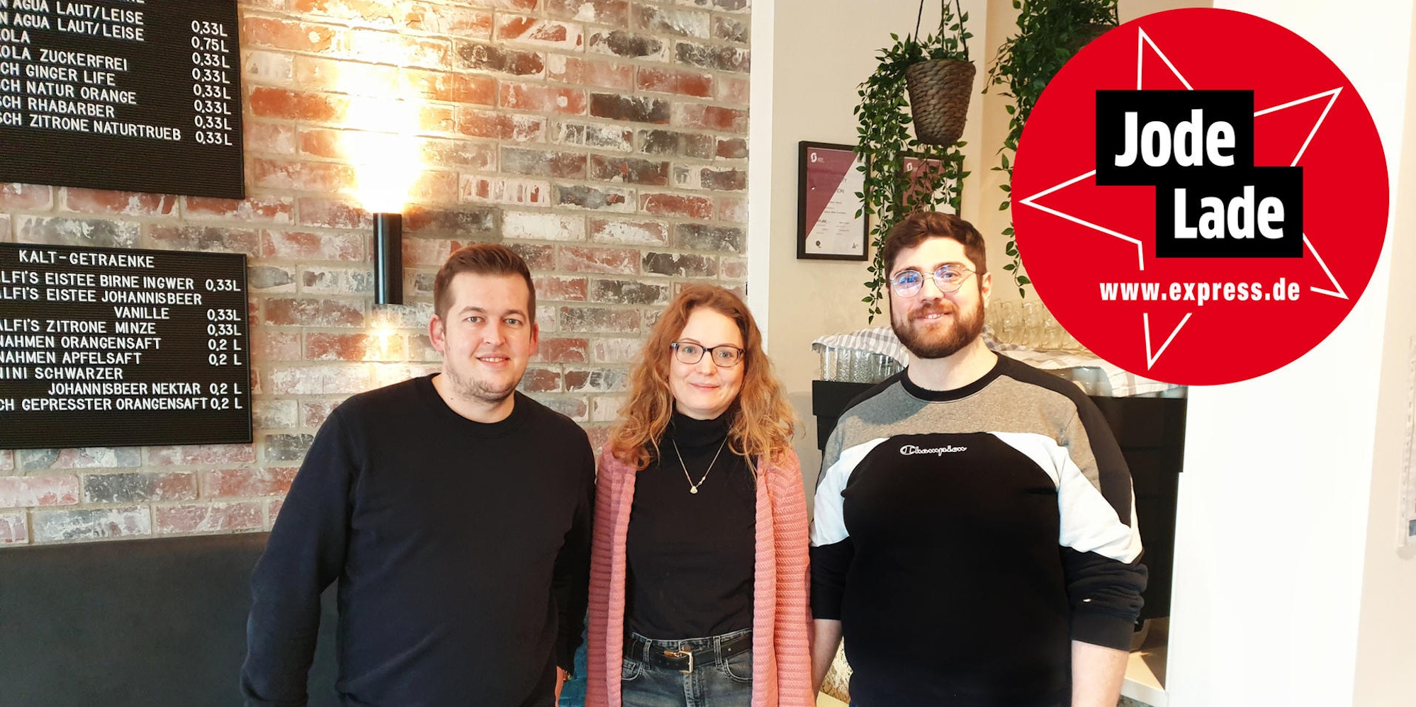 Dennis Malzkorn, Laura Heinze und David Heinze vom Café Gretchen auf der Aachener Straße.