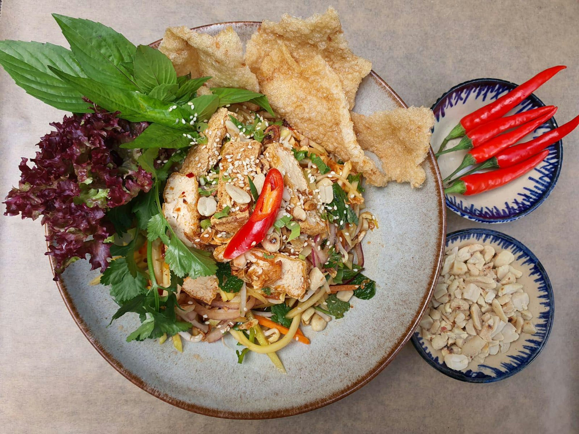Mangosalat mit Bio-Tofu und verschiedenem Gemüse im Chum Chay in Köln.