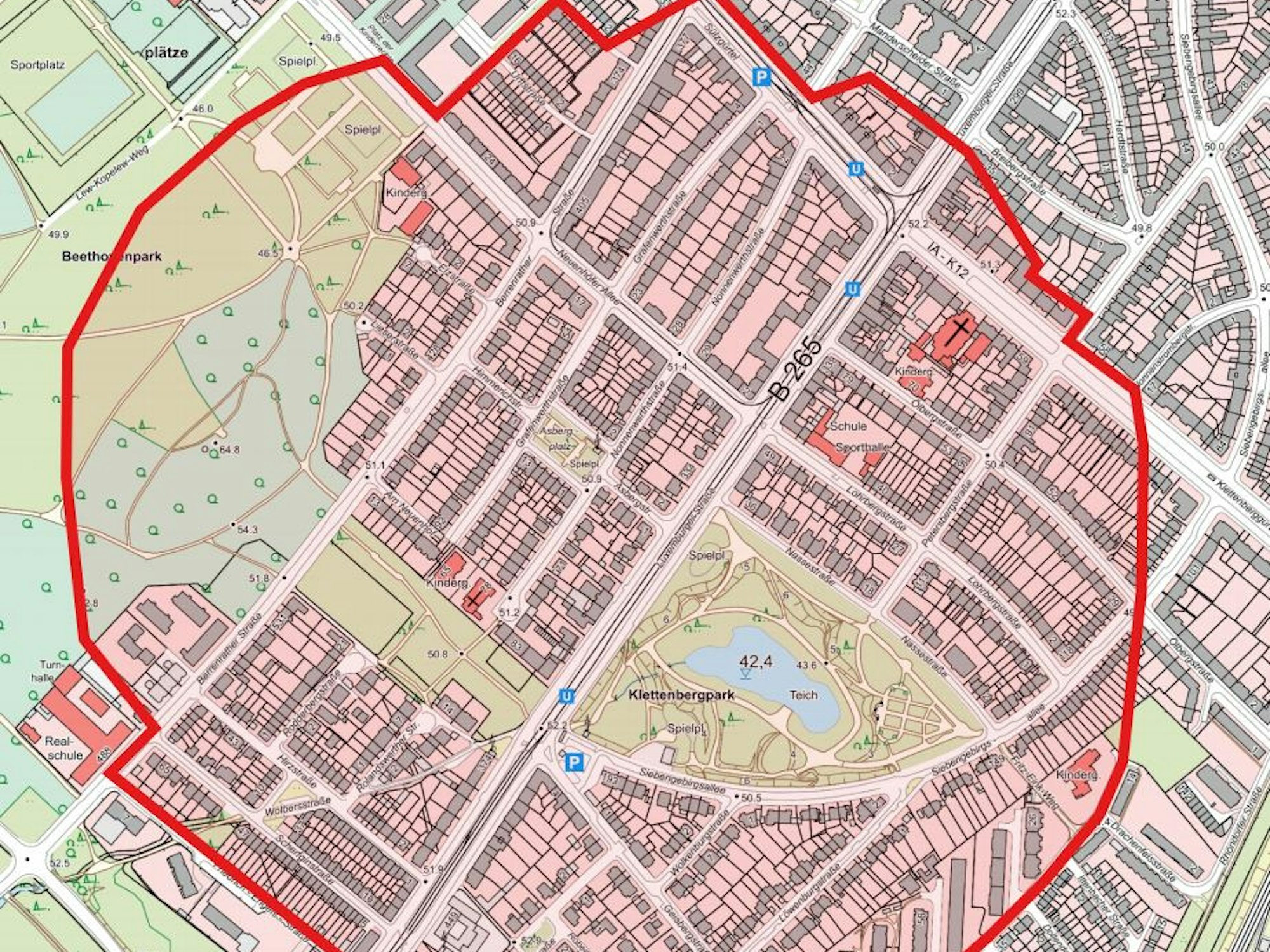 Bombe in Köln: Der Radius der Evakuierung in Klettenberg im Juli 2022.