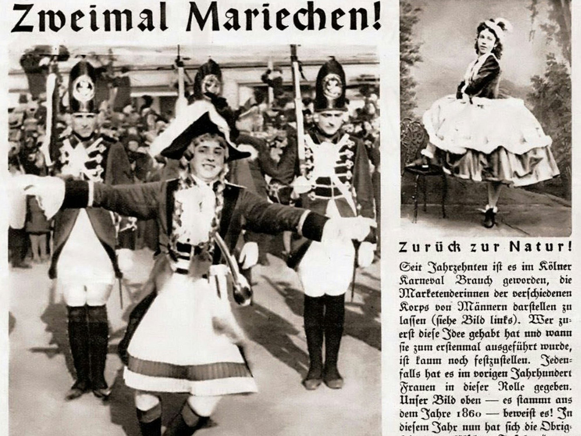 „Zurück zur Natur“ – die Nazi-Propaganda setzt 1937 das Verbot von verkleideten Männern als Funkemariechen durch.