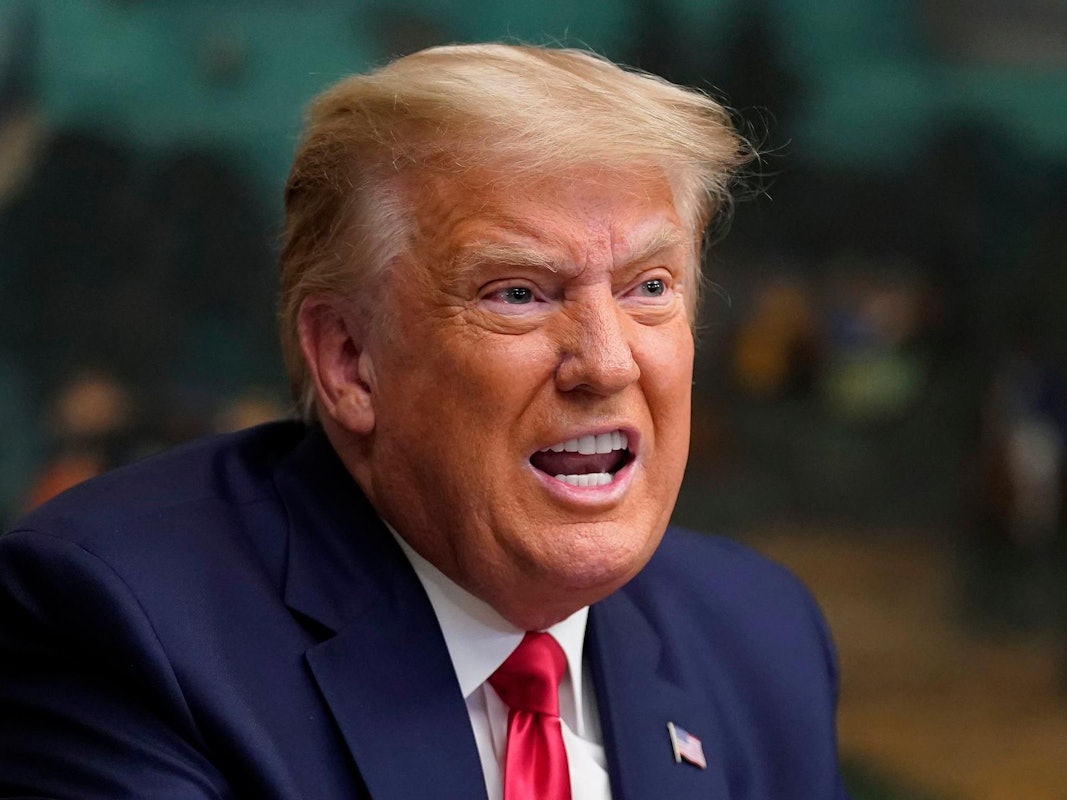 Donald Trump während einer Videokonferenz in seiner Zeit als US-Präsident im Weißen Haus.