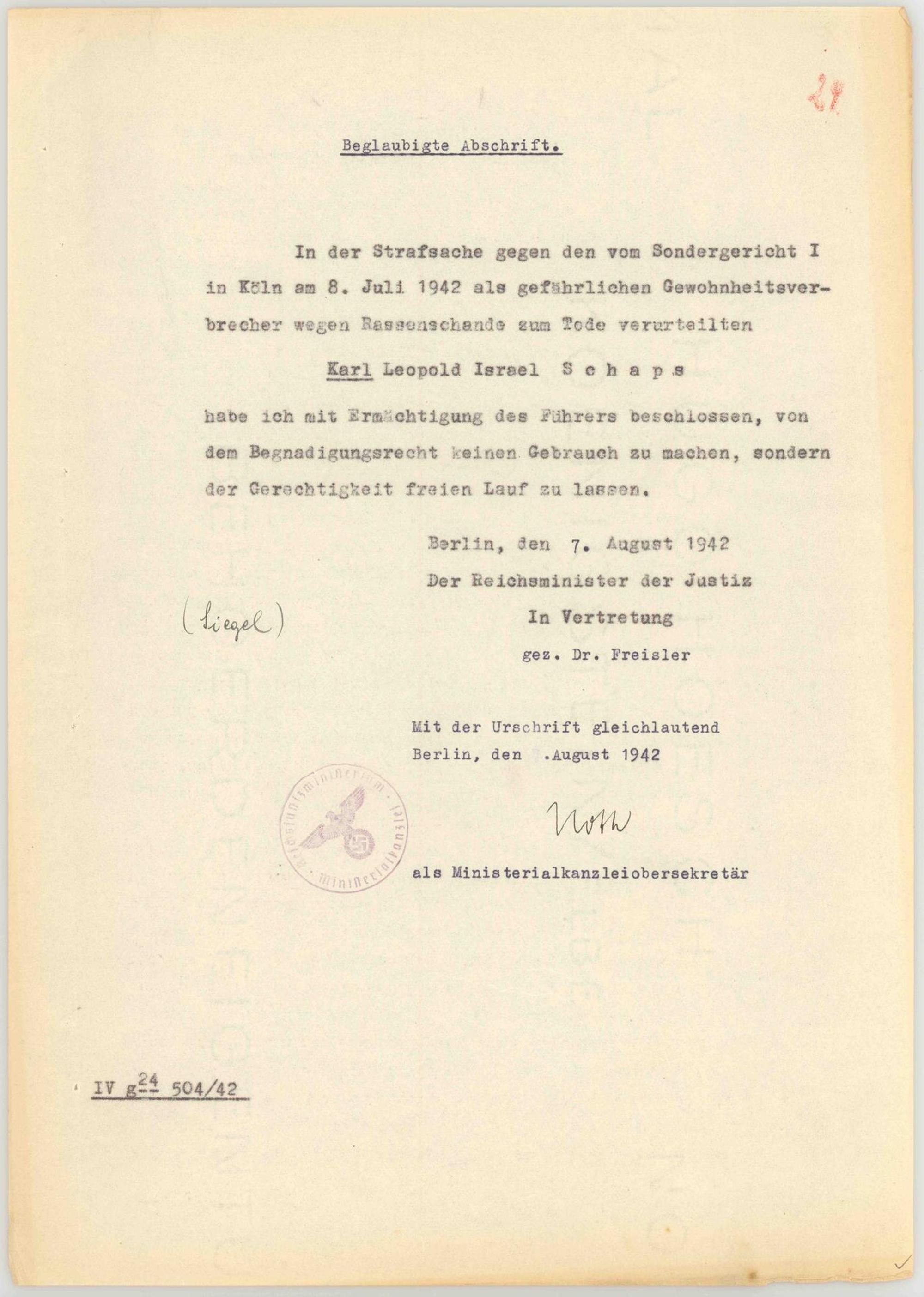 Dokument Roland Freisler