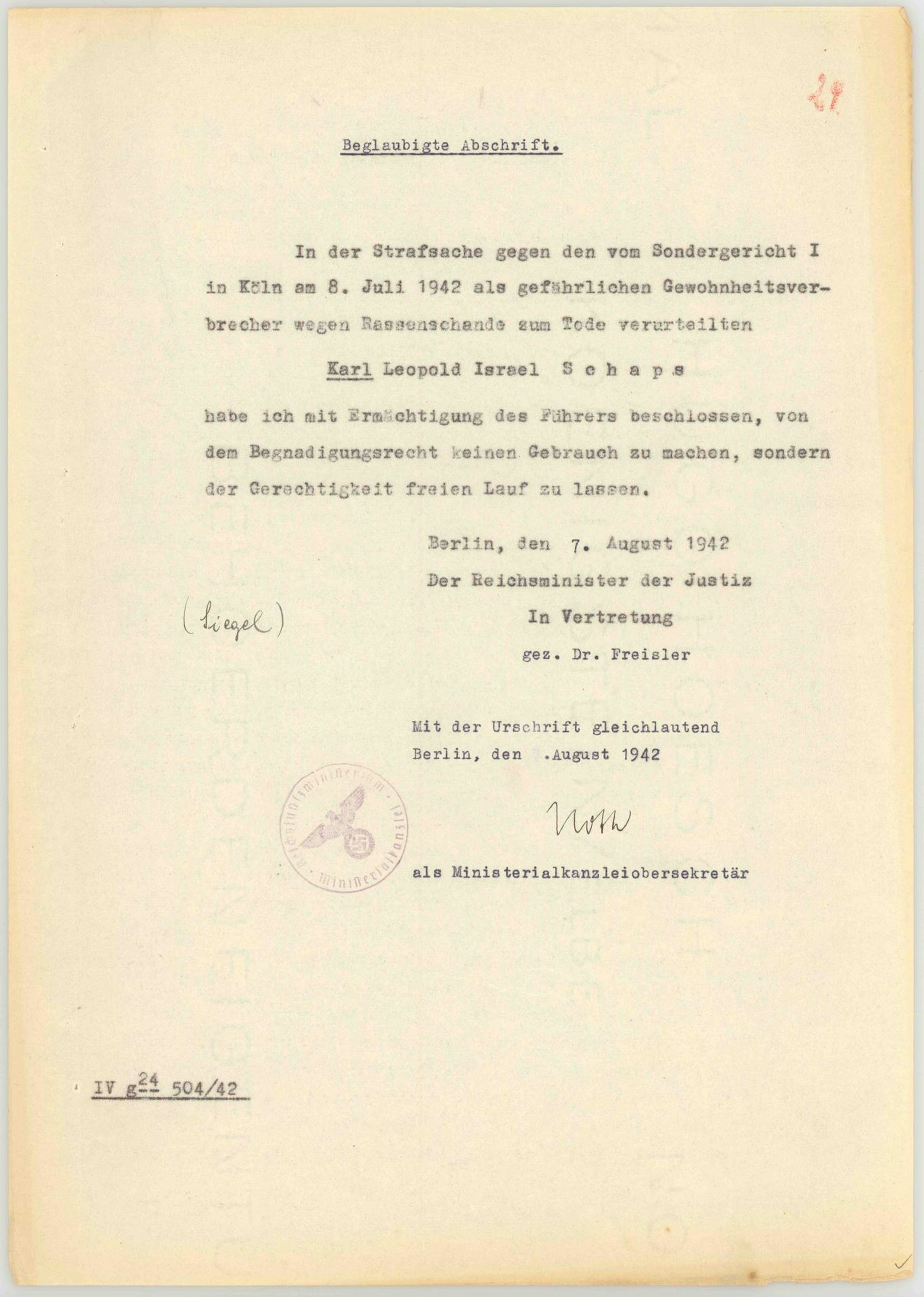 Dokument Roland Freisler