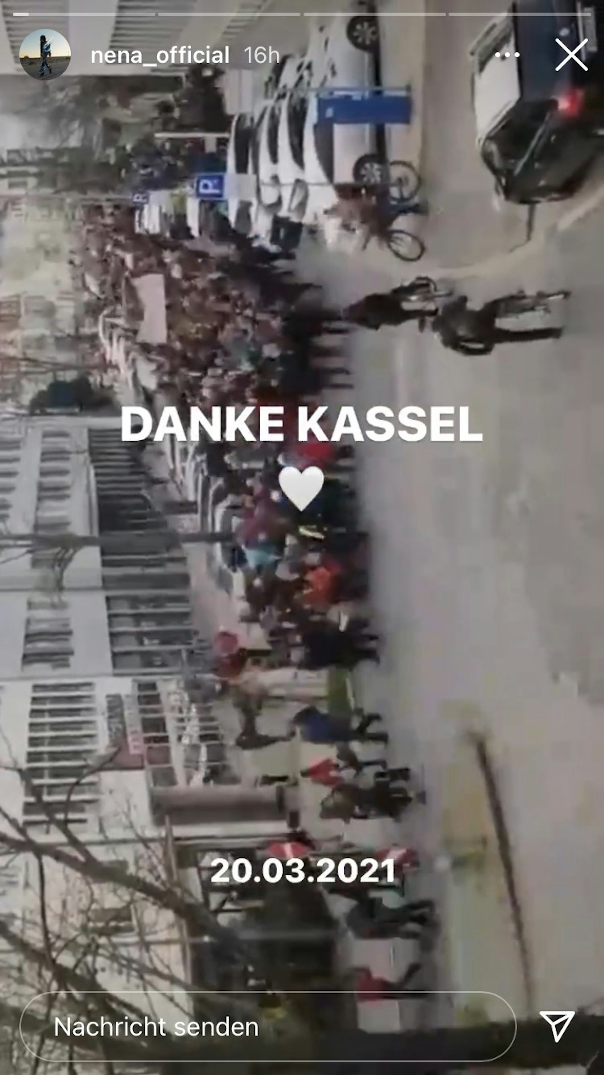 In ihrer Instagram-Story bedankte sich Sängerin Nena bei den „Querdenkern“.