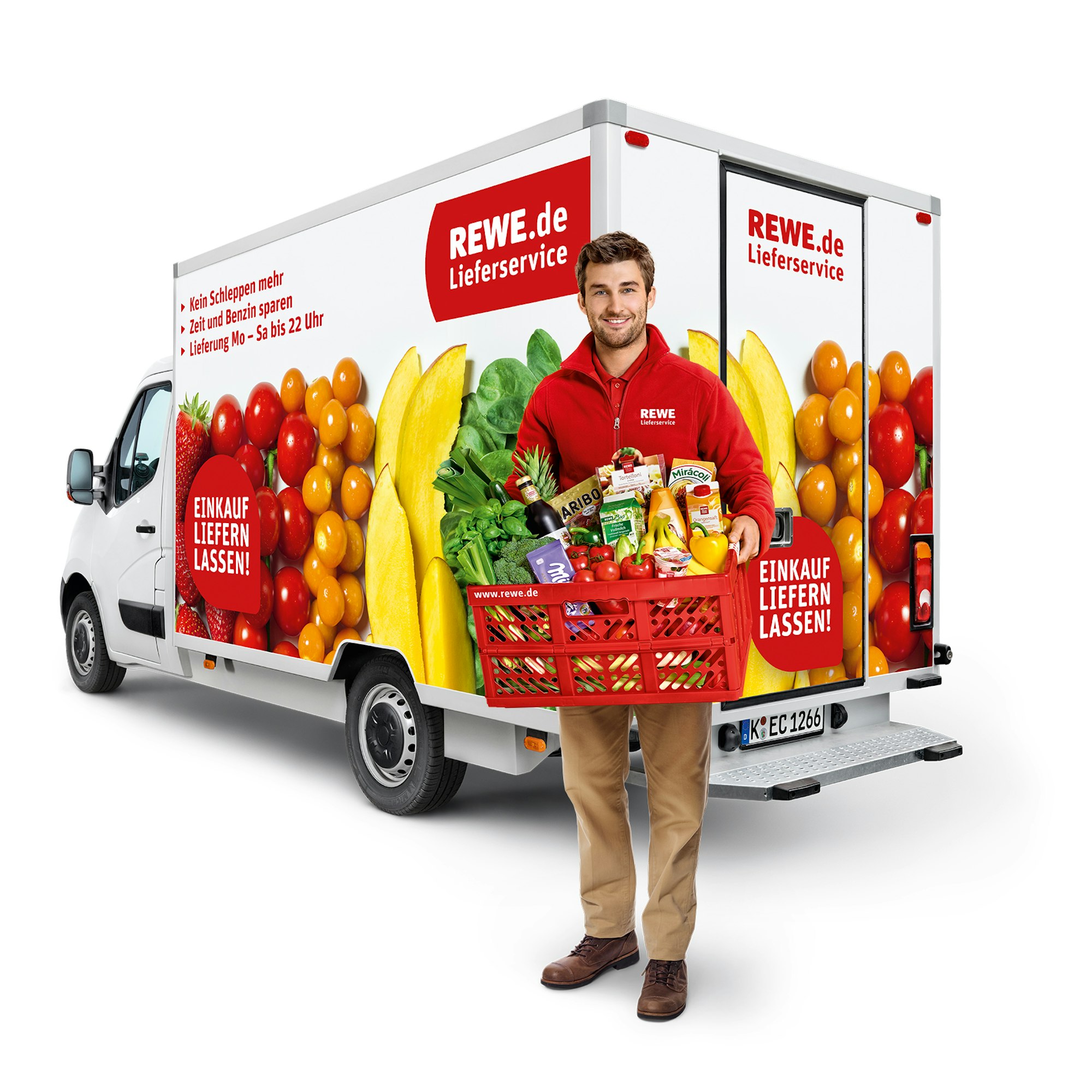 REWE Lieferservice_Lieferwagen und Fahrer