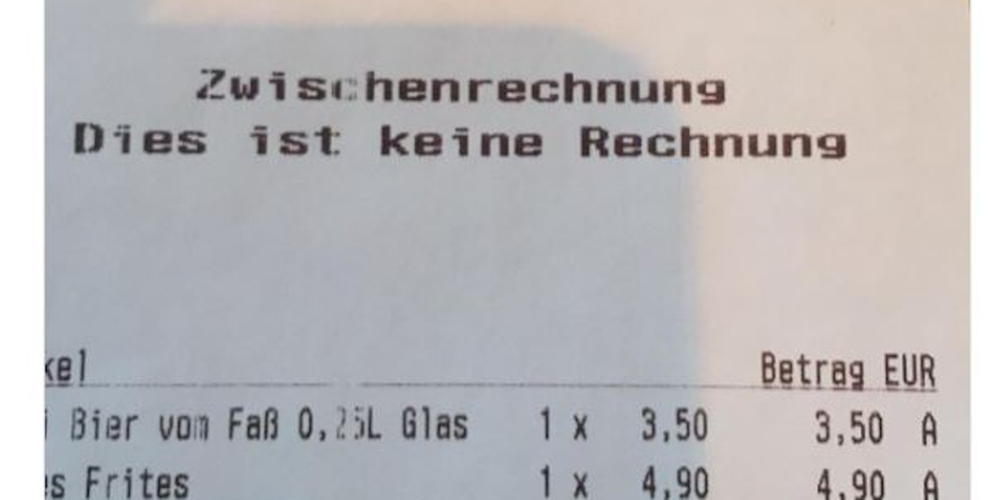 Zwischenrechnung Steuerbetrug Gastronomie