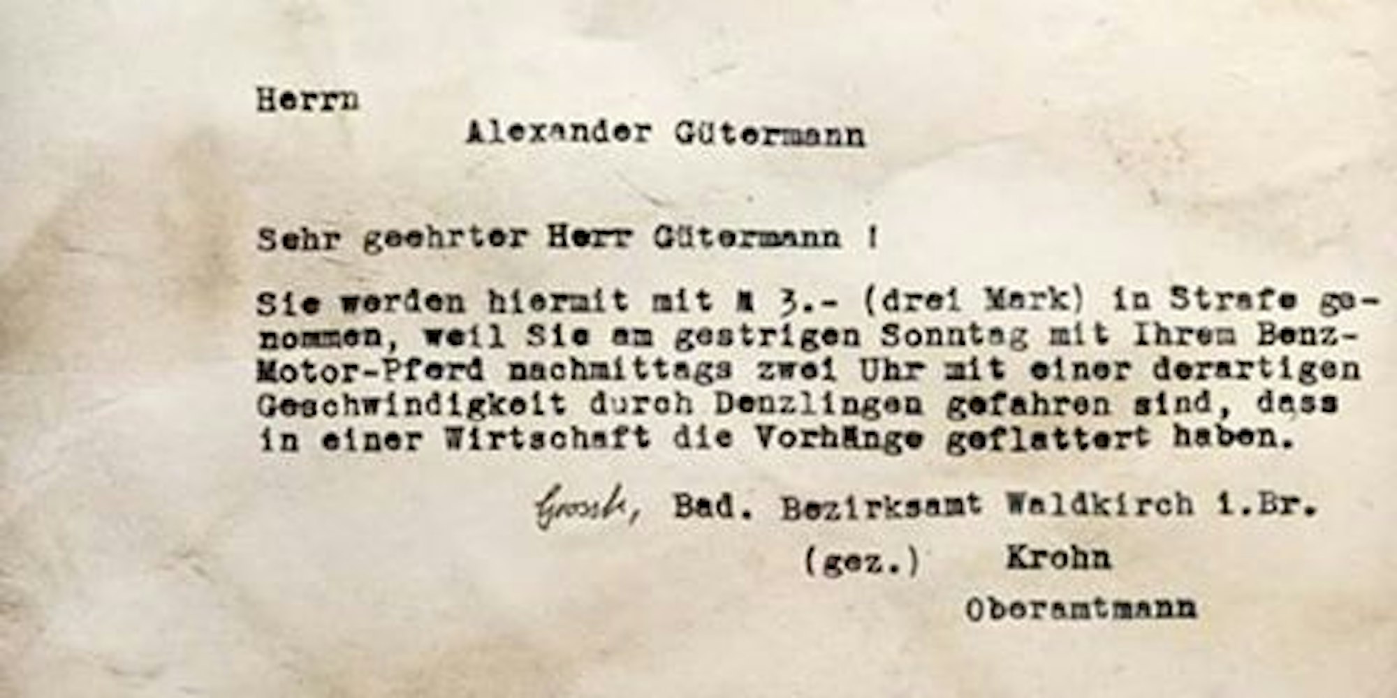 Strafzettel 1885