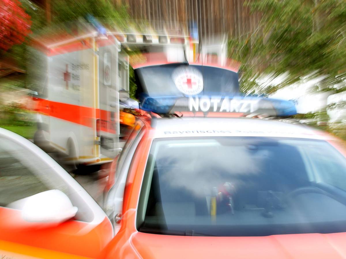 Ein Rettungs- und ein Notarztwagen stehen an einer Unfallstelle.
