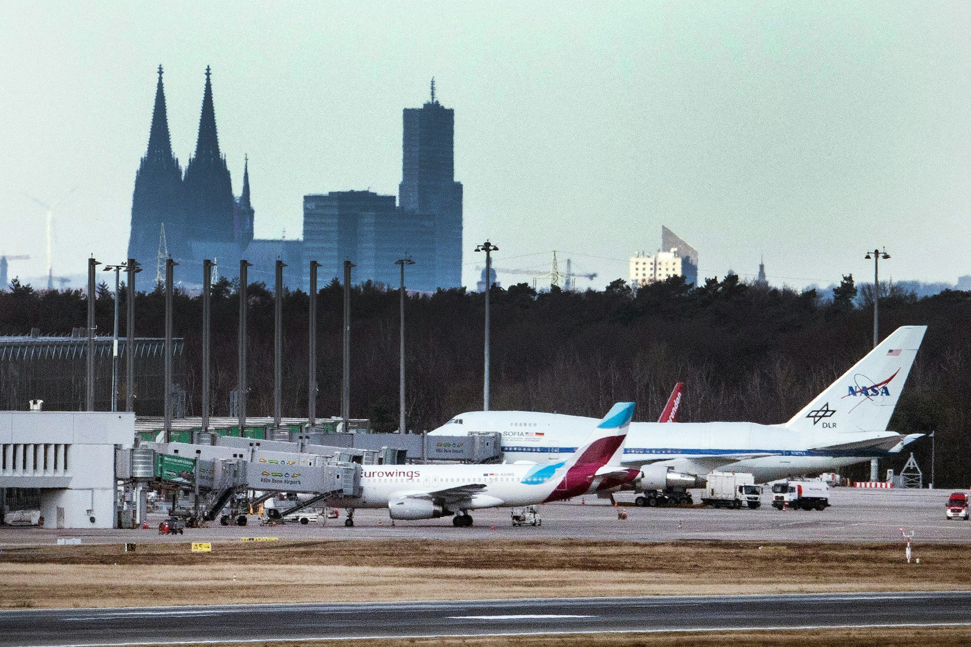 Das Vorfeld des Flughafens Köln/Bonn am 12.02.2021