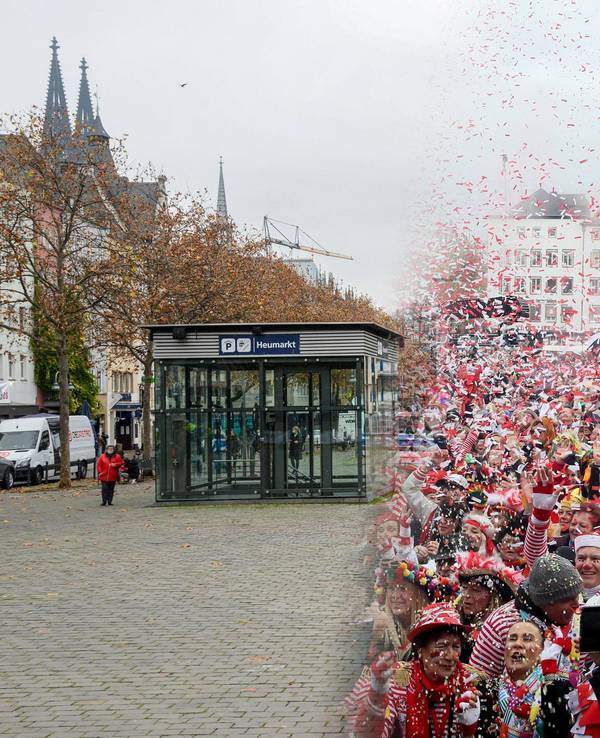 Der 11.11.2010 im Vergleich zum 11.11.2019 auf dem Kölner Heumarkt.