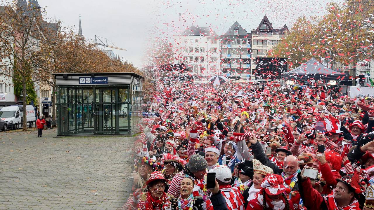 Der 11.11.2010 im Vergleich zum 11.11.2019 auf dem Kölner Heumarkt.