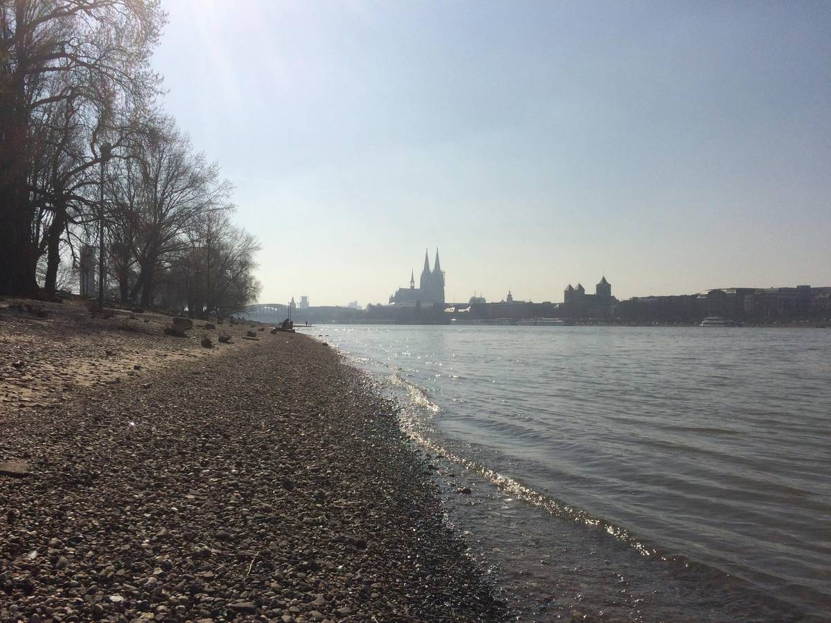 Das Rheinufer im Kölner Norden auf einem undatierten Foto.