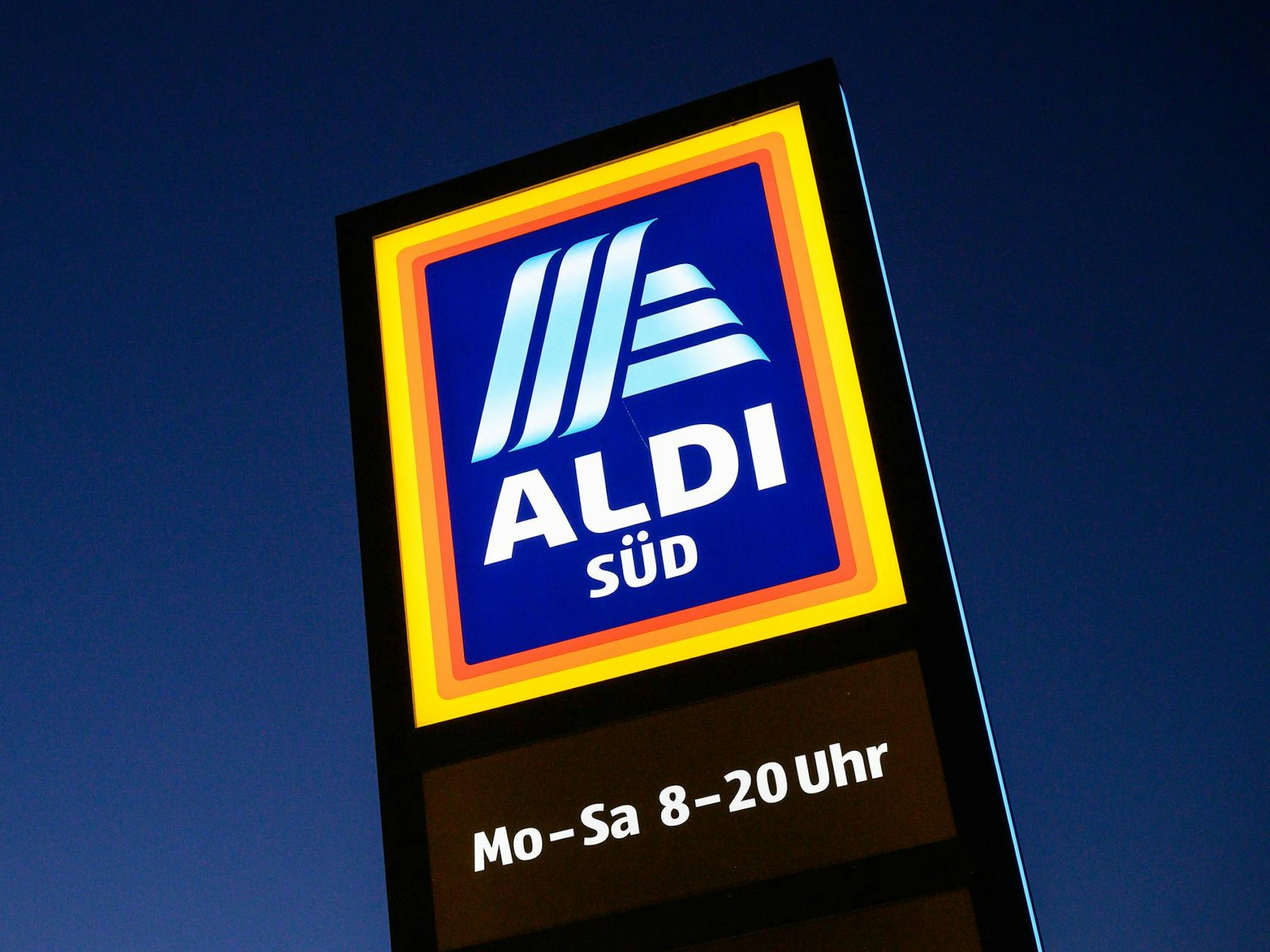 Das Logo von Aldi Süd – in Deutschland wird es den Pizzaroboter vorerst nicht geben.