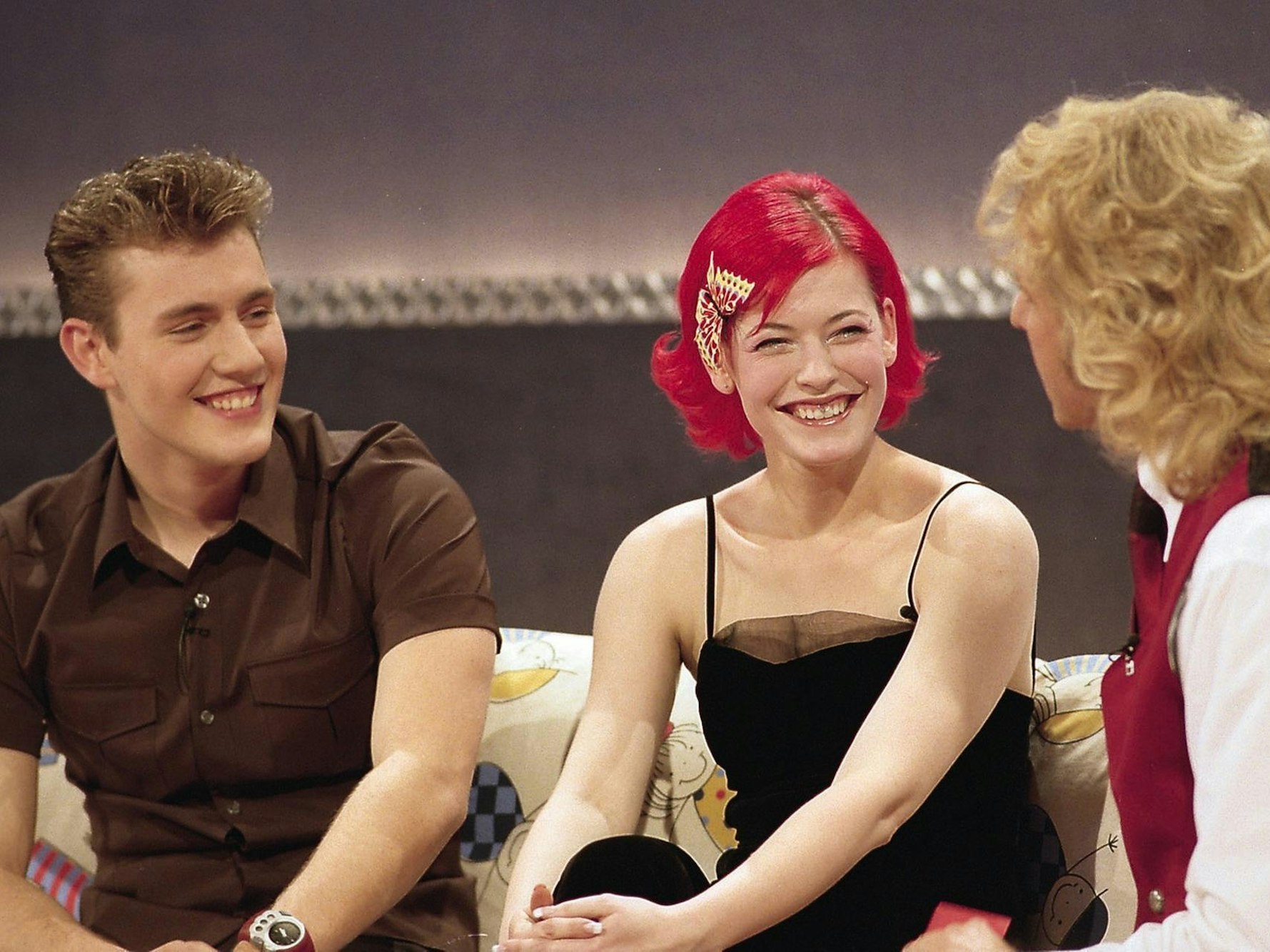 Enie van de Meiklokjes und Oli P. am 22. Dezember 1998 bei Wetten, dass mit Thomas Gottschalk in Mainz.